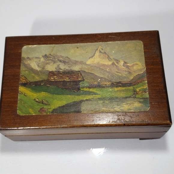 Antique Beautiful Wood Music Handcrafted Jewelry Box Made In Switzerland - Picture 3 of 16